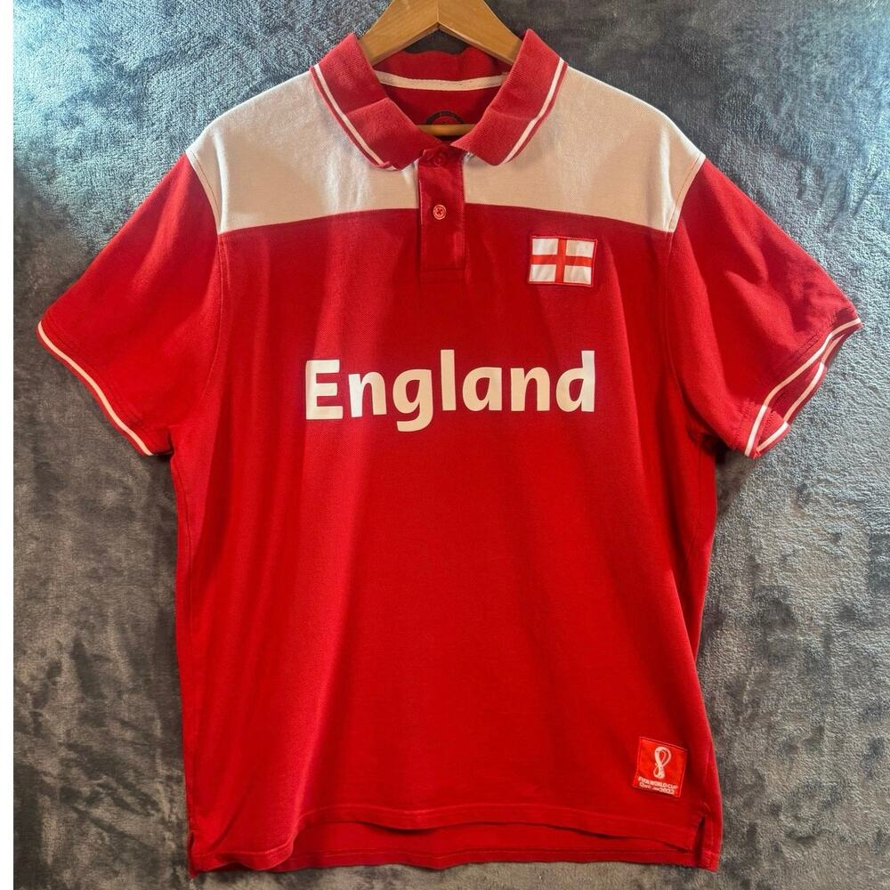 Aeropostale x FIFA World Cup 2022 England Fan Polo Shirt Mens Size XXL Red/White